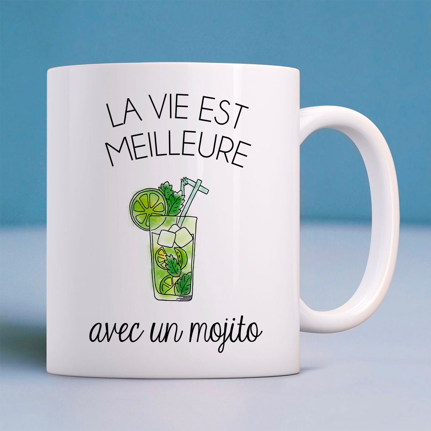 WHITE MUG LIFE IST BESSER MIT MOJITO