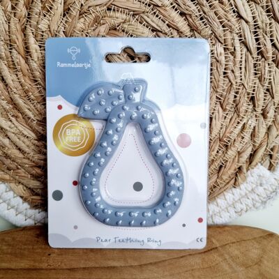 Silicone Teether Pear - Gray Blue
