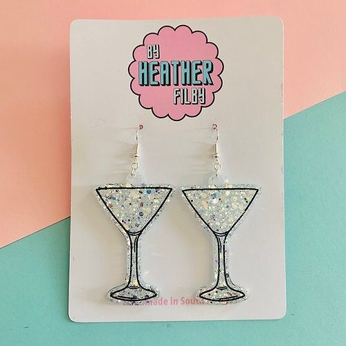 Martini Glass Glitter Earrings