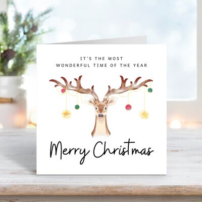 Reindeer Baubles Christmas Card