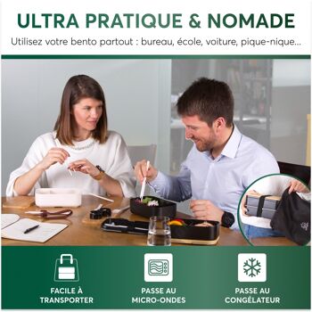 Umami Bento Lunch Box, 2 Pots à Sauce & Couverts en Bois Inclus, Lunchbox Micro-Ondable, Boîte à lunch Adulte, Boîte Repas Compartimentée, Boîte Bento Lunch Box, Bento Box 9