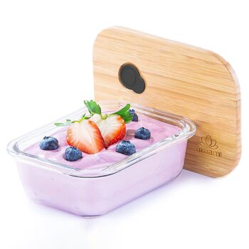 Lunch Box En Verre & Bambou S, Cadeau Idéal, Boîte Bento Japonaise Hermétique 1 Étage, Micro-ondes, Four & Lave-vaisselle 2