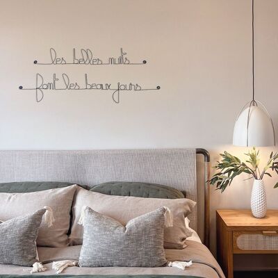 Wanddekoration aus Draht – Zitat „Schöne Nächte machen schöne Tage“ – Schlafzimmer – Kinder-/Babyzimmer