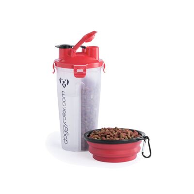 Dog water & food bottle with bowl red