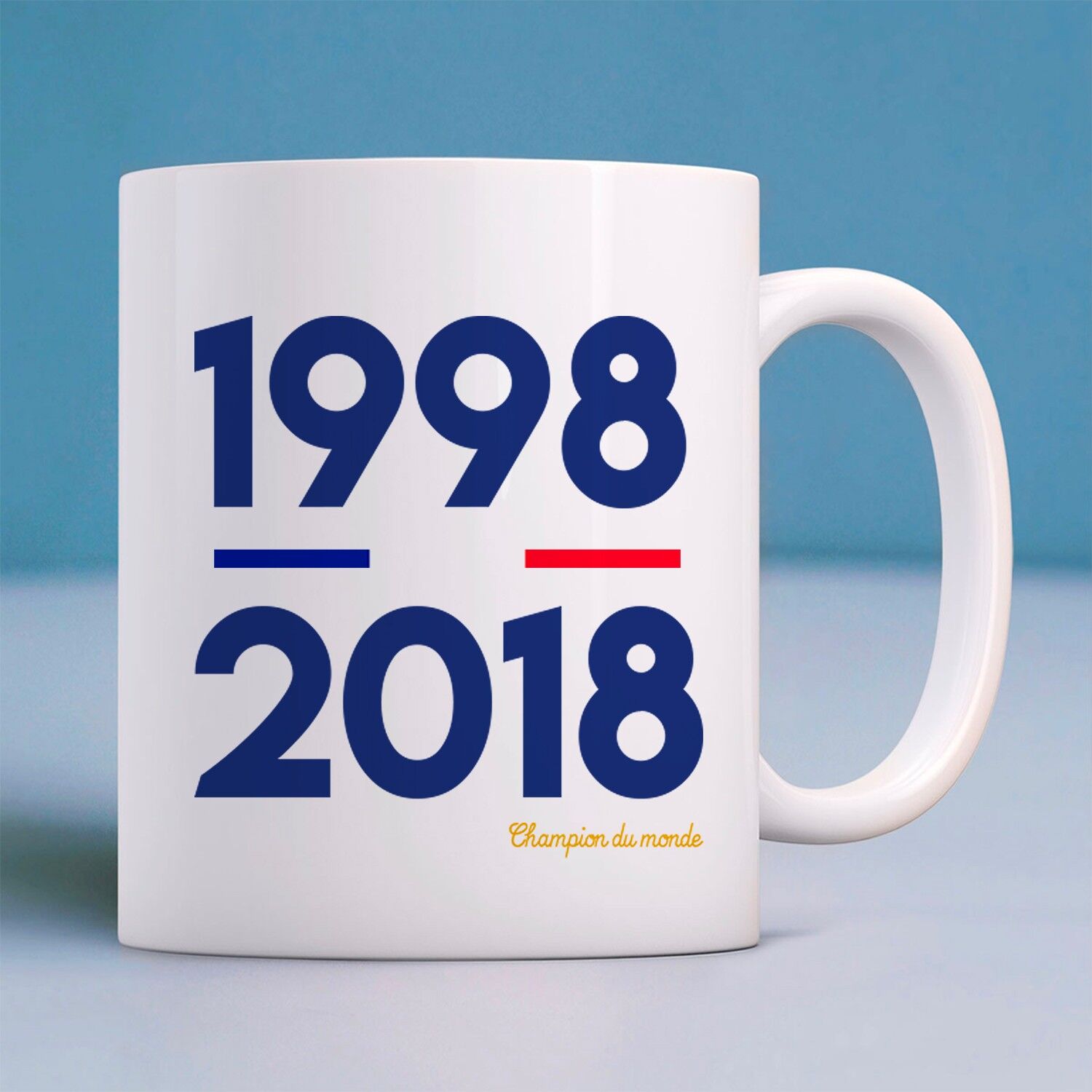 WHITE MUG 1998 2018 WELTMEISTER