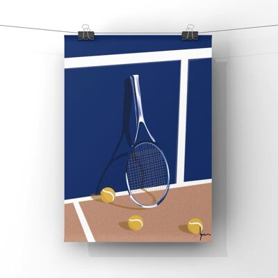 Afiche Raquette de Tennis Bleue