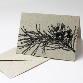 Mini carte en papier d'herbe, branche de pin 2