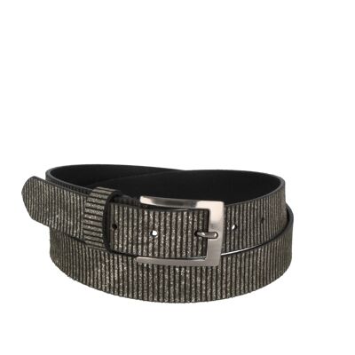 Ceinture femme cuir brillant laser titane métallisé