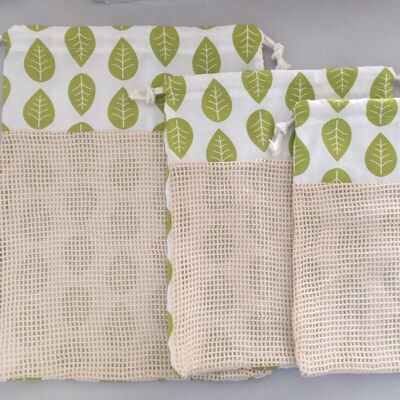 Vegetable net with leaves decor set of 2 M+L