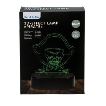 Lampe 3D, pirate, environ 16 x 12 cm, en plastique, 2