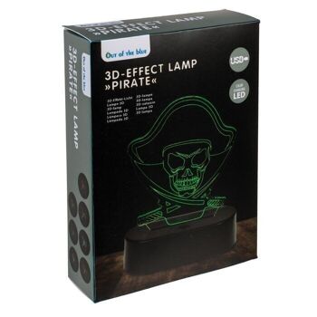 Lampe 3D, pirate, environ 16 x 12 cm, en plastique, 3