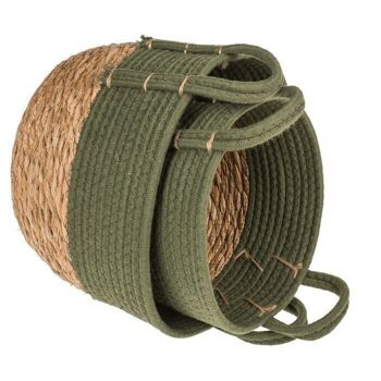 Panier de rangement à 2 anses, vert olive, 4