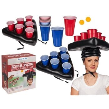 Casquette gonflable, jeu de bière-pong, 1