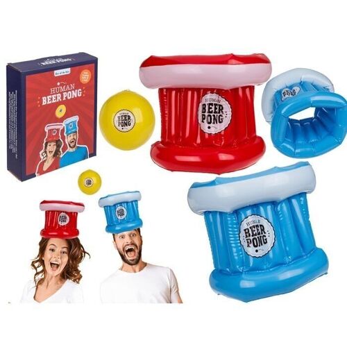 Aufblasbares Bier Pong mit 2 Hüten und Ball,