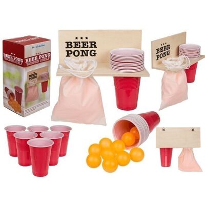 Beer Pong with wooden shelf, incl. 12 cups and