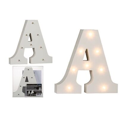 Lettre en bois lumineuse A, avec 8 LED,