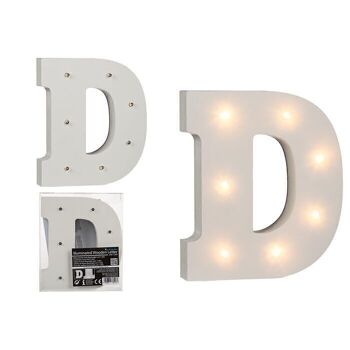 Lettre D lumineuse en bois, avec 7 LED, 1