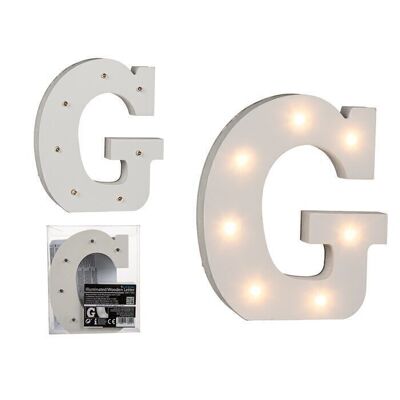 Illuminated wooden letter G, with 7 LEDs,