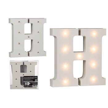 Lettre H lumineuse en bois, avec 9 LED, 1