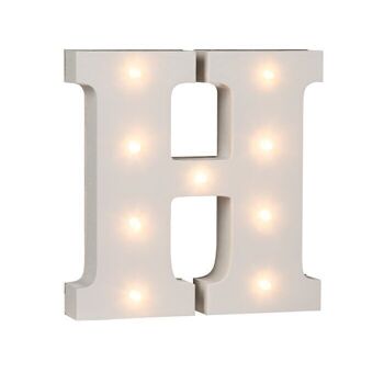 Lettre H lumineuse en bois, avec 9 LED, 2