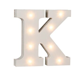 Lettre K lumineuse en bois, avec 8 LED, 2