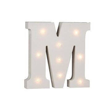 Lettre M lumineuse en bois, avec 9 LED, 2