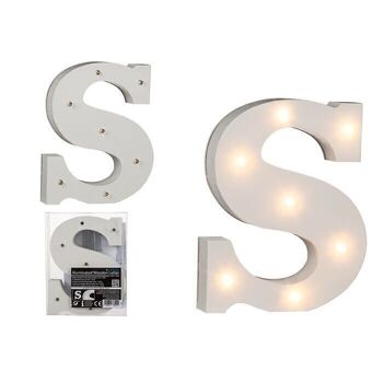 Lettre S lumineuse en bois, avec 7 LED, 1