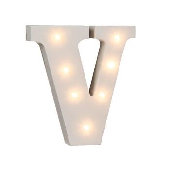 Lettre V lumineuse en bois, avec 7 LED, 2