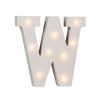 Lettre W en bois lumineuse, avec 9 LED, 2