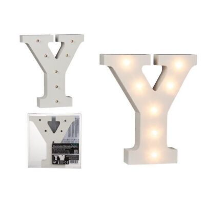 Illuminated wooden letter Y, with 7 LEDs,