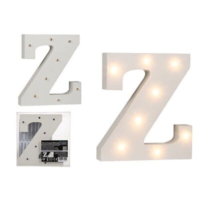 Lettera Z in legno illuminata, con 8 LED,