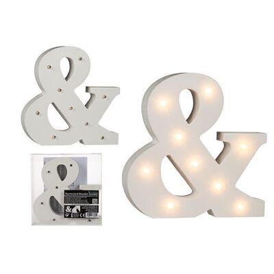 Illuminated wooden sign &, with 9 LEDs,