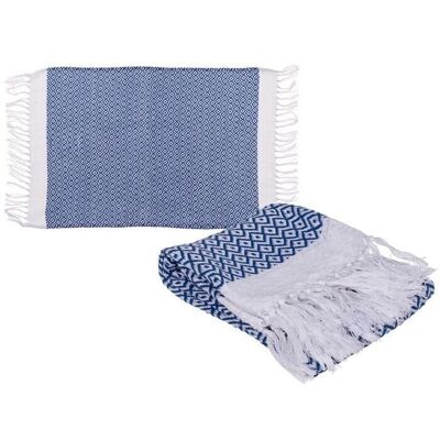 Blue/white premium fouta hammam towel