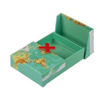 Boîte surprise bleue, carte du monde, 2