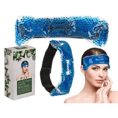 Blue spa head wrap for warming and cooling,