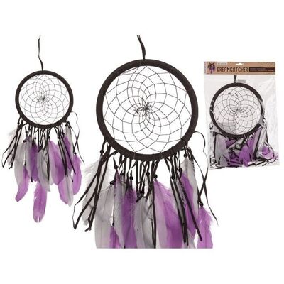 Brown/purple dream catcher with feathers,