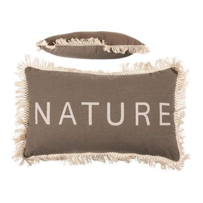 Brown decorative cushion, nature, with fringes &