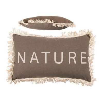 Cuscino decorativo marrone, natura, con frange &