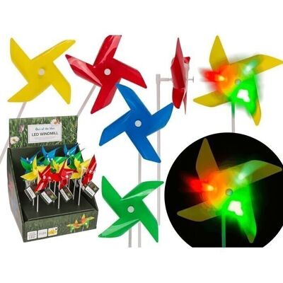 Colorful windmill with 3 LEDs, color changing, H: 28 cm