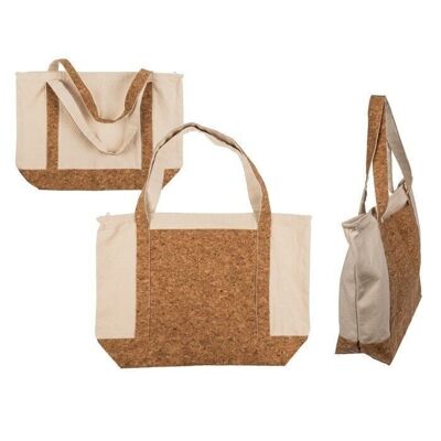 Cream-colored shopper with front pocket,