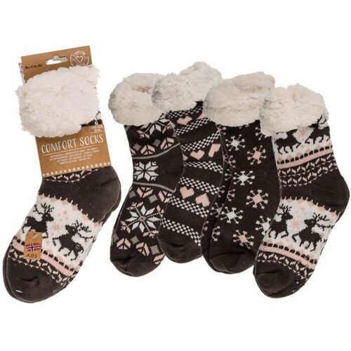 Damen-Hüttensocken, Dark Ice Flower & Ornaments,