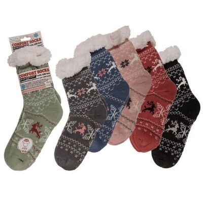 Women's Cabin Socks, Reindeer & Ice Flower,2