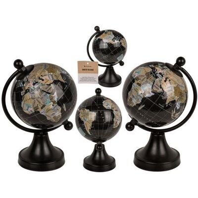 Globe décoratif, noir, en plastique, environ 8 x 10
