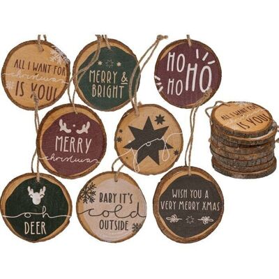 Decorative wooden disc hanger, Traditional Christmas,