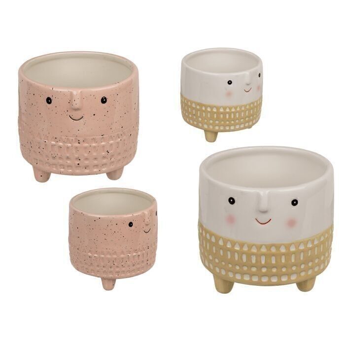 decorative plant pots, face,