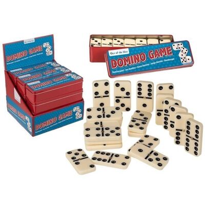Domino game, 6 version, 28 pieces in a metal box,