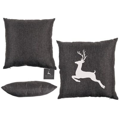 Dark gray decorative cushion, deer,