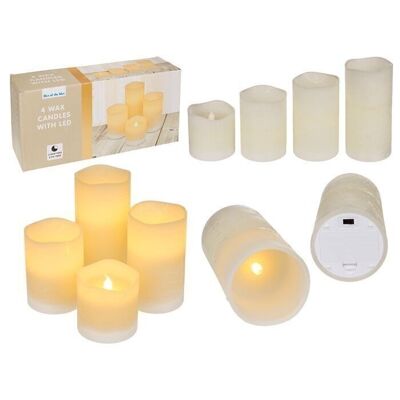 Real wax candle with LED, for 2 mignon batteries