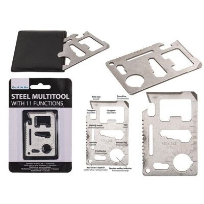 stainless steel multitool with 11 functions,