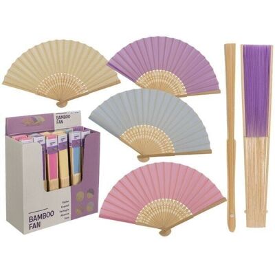 Fan, pastel colors, approx. 21 cm, made of bamboo,